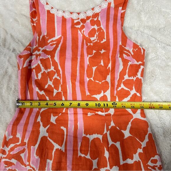 Lilly Pulitzer Size 4 Orange Pink Giraffe Print Mini Dress Summer Chic Coastal - Picture 15 of 16